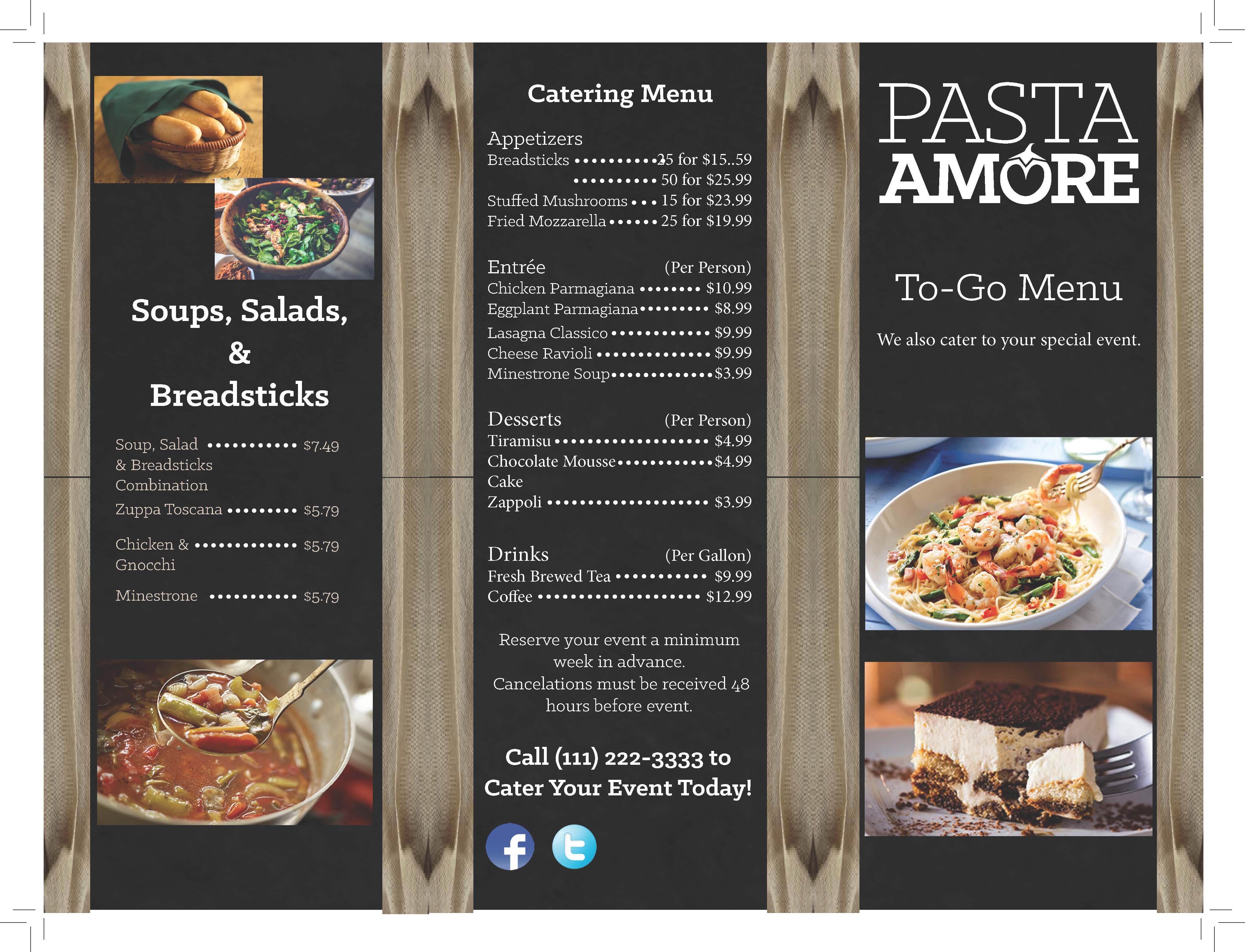 Pasta Amore Brochure
